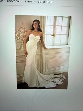 Strapless Cream Bridal Chemise with Lace-Trim Train Like New in wonderful cond